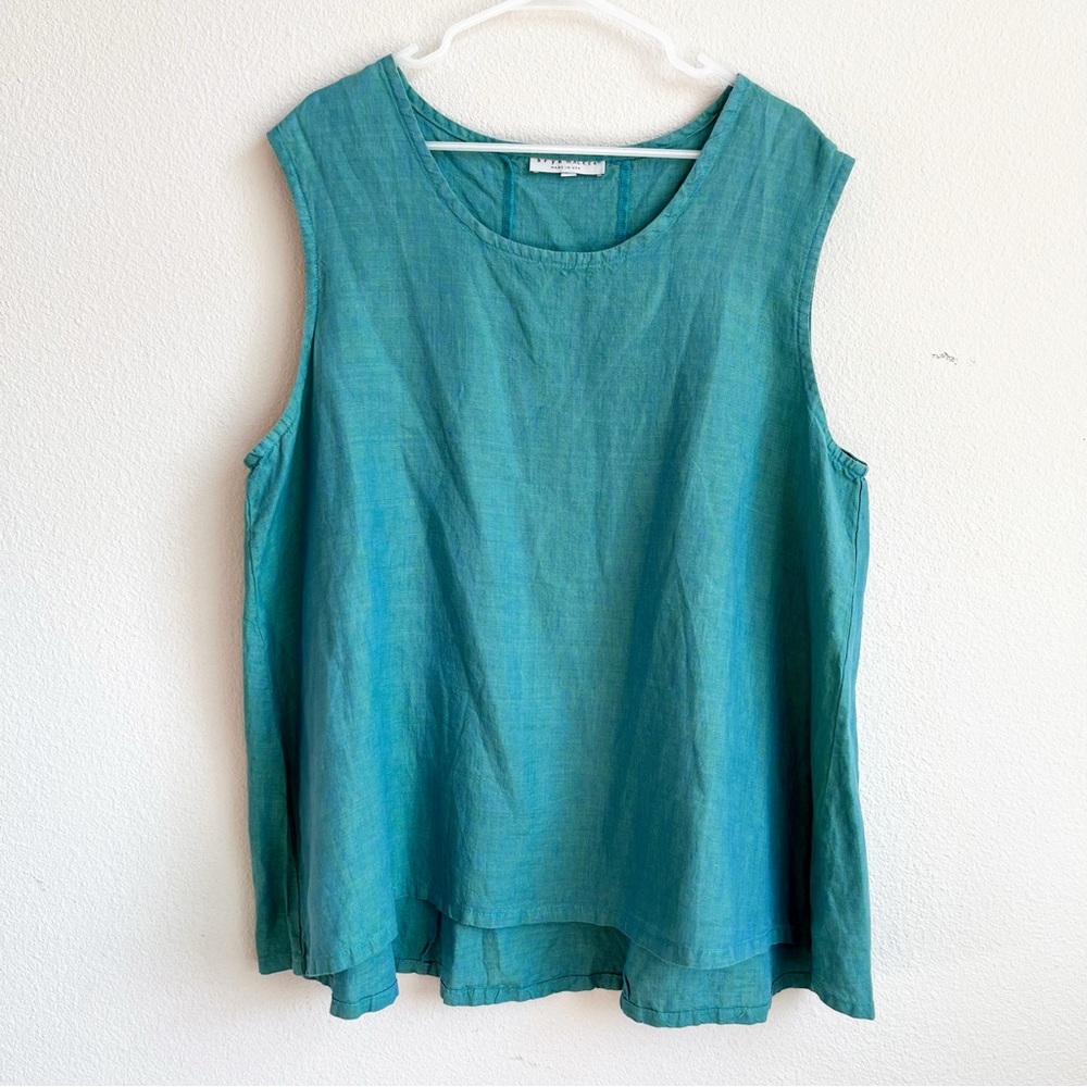 Bryn Walker Linen Sleeveless Tunic Lagenlook Wide Hem 1X